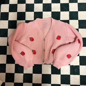 Oversized pink strawberry sweater
